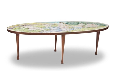 FRANCIS MCCARTHY (AMERICAN, 1923-2005) OVAL TILED COFFEE TABLE WITH...