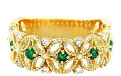 0.45 Carat Emerald 14K Yellow Gold Diamond Ring