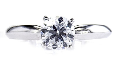 1.01 Ct D-E/SI1 Round Diamond Ring - 14 kt. White gold - Ring - Clarity enhanced Diamond