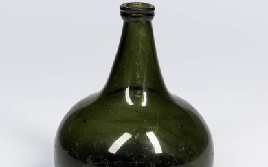 18th Century Dutch Squat Olive Green Bottle, with applied string rim, ht. 6 5/8 in.