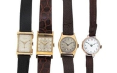 Four gold wristwatches by Longines, manual movemen…