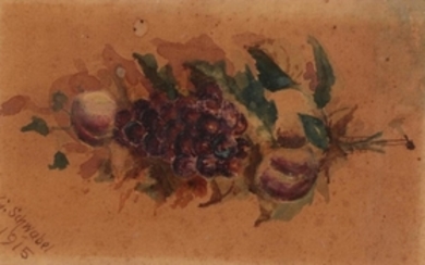 G. Schwabel (20th century) Still life of grapes and peaches,...