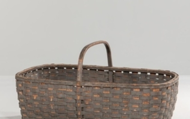 Large Gray-painted Handled Splint Basket