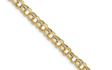 10K Yellow Gold Lite 5.5mm Double Link Charm Bracelet - 7 mm