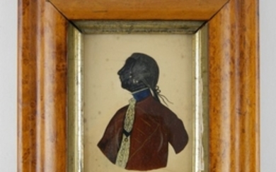 18/19th c. Reverse painted on glass silhouette