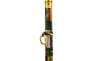 19th century unmarked gold and agate propelling pencil