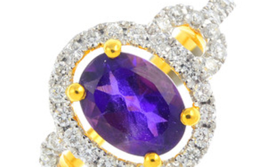 An amethyst and diamond dress ring.