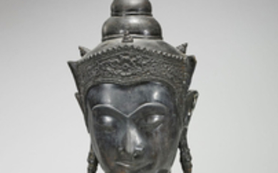 Antique Southeast Asian Bronze Head of Buddha