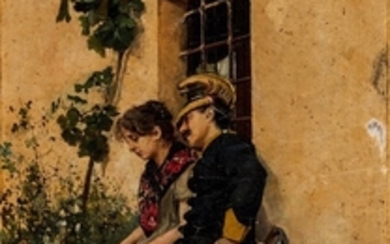 Armando Merighi (Scuola italiana seconda metà del XIX secolo) THE ENGAGED COUPLE, 1886