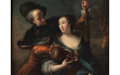 Attribu Antoine PESNE (1683-1757) Portrait d'un couple en plerins de...