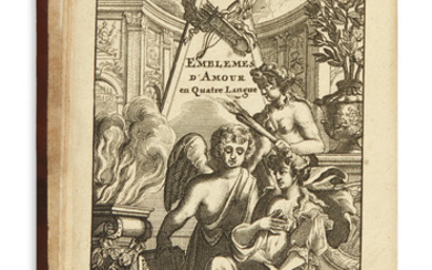 [AYRES, PHILIP.] Emblemata Amatoria. Emblemes d'Amour en Quatre Langues. [92] leaves, including pictorial...