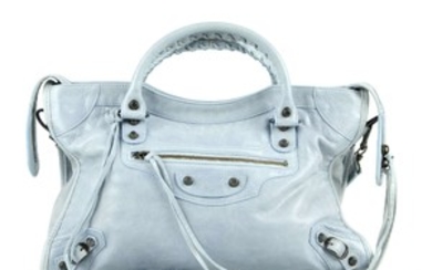 BALENCIAGA - a light blue Classic City handbag. View more details