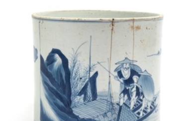 * A Chinese Blue and White Porcelain Brushpot, Bitong