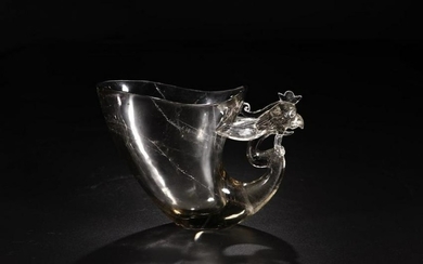 A CRYSTAL CUP WITH CHICKEN HANDLER
