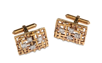 A pair of diamond-set cufflinks, circa 1970 Each...
