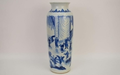 EARLY CHINESE PORCELAIN VASE with blue decoration on a
