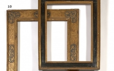 Espagne, XVIIe siècle Cadre en bois mouluré et noirci dit à 'cassetta'