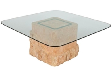 Fossilized Coral Glass Top Coffee Table