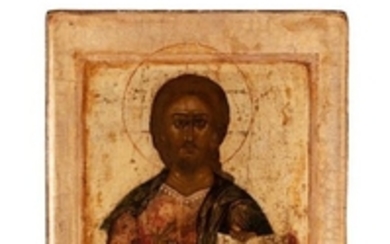 Icône du Christ Pantocrator. Tempera et levkas…