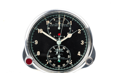 A Jaeger 'Temps du Marche' 8-day chronograph car clock, Swiss made