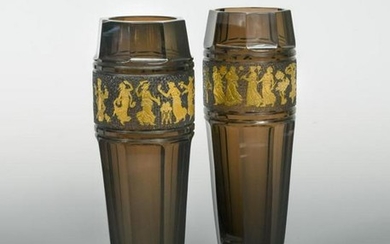 A pair of Moser glass vases
