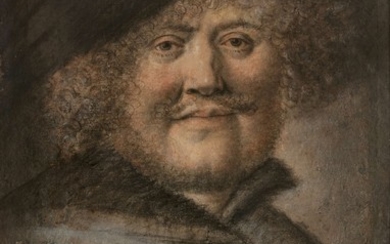 Nicolas LAGNEAU Actif au XVIIe siècle Portrait d'homme de face aux cheveux bouclés portant un large chapeau