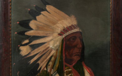 Oil on Board Portrait of an Indian Chief