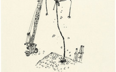Quentin Blake (b. 1932), Grandma being lifted from the house by a crane