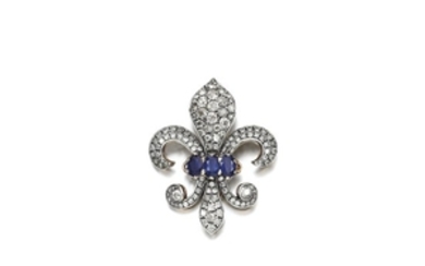 Sapphire and diamond brooch, early 20th century