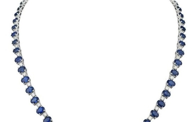 Sapphire and Diamond Line Necklace