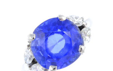 A Sri Lankan sapphire and diamond dress ring. View more details