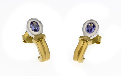 Tanzanite ear studs GG / WG 585/000 each with one oval