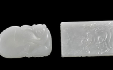 TWO CHINESE WHITE JADE CARVINGS