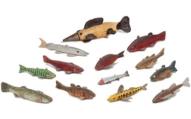 A GROUP OF TWELVE FISH DECOYS, AMERICAN, 20TH CENTURY