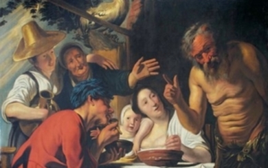 Studio of Jacob Jordaens (Antwerp 1593-1678), The Fable of the Satyr and the Peasants