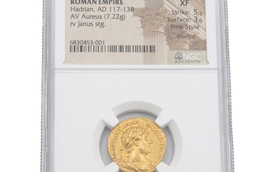 117-138 AD Roman Empire, Hadrian AV gold Aureus with Janus g...