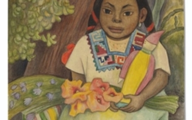 Diego Rivera (1886-1957), Niña sentada con flores