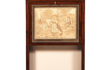 A French late 19th century mahogany secrétaire fire screen