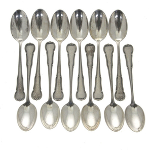 12 WMF Silver Teaspoons Set, Germany, Early 20th Century.