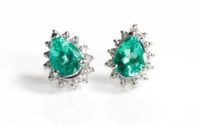 1.21ct Emerald and Diamond Earrings