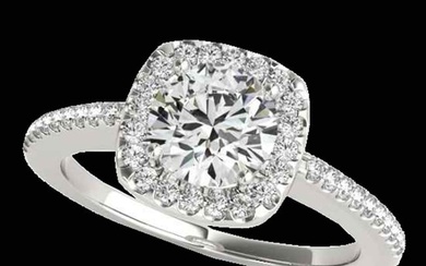 1.25 ctw Certified Diamond Solitaire Halo Ring 10k White Gold