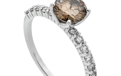 1.27 tcw Diamond Ring - 14 kt. White gold - Ring - 0.97 ct Diamond - 0.30 ct Diamonds - No Reserve Price