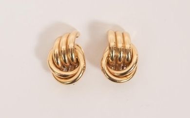 14 KT YELLOW GOLD HUGGIE EARRINGS, CLIP STYLE, PAIR