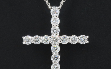 14K 1.00 CTW Lab Grown Diamond Cross Pendant Necklace