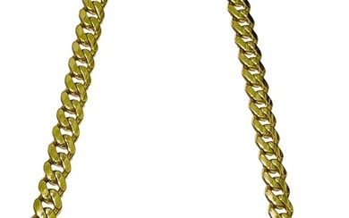 14K GOLD CZ DIAMOND INSIGNIA CLASP CUBAN CURB LINK NECKLACE 20in, 11mm. A Stunning Hollow 14K