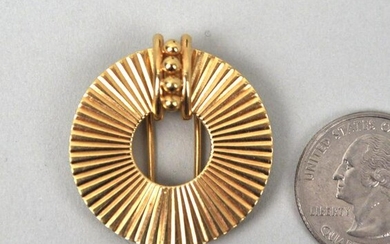 14K Gold Art Deco Circle Pin