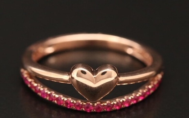 14K Rose Gold Ruby Heart Ring