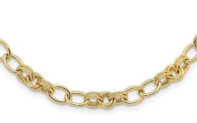 14K Yellow Gold and Textured Fancy Link