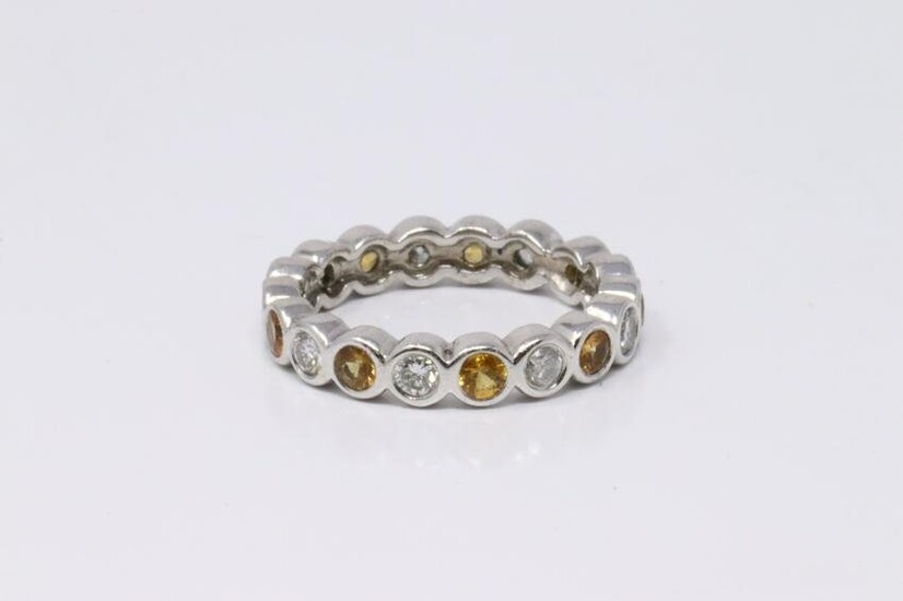14Kt White Gold Eternity Sapphire / Diamond Ring.