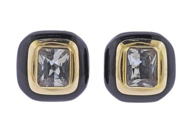 14k Gold Crystal Onyx Earrings